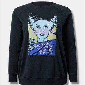 Torrid Bride of Frankenstein Classic Cozy Fleece Raglan Sweatshirt NWT